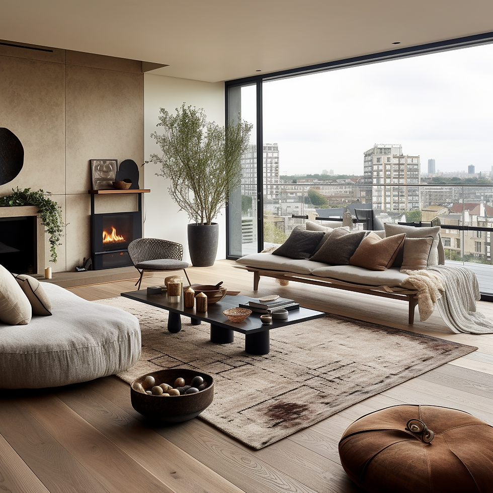 luxury living room deisgn with wabi sabi and zen style in london
