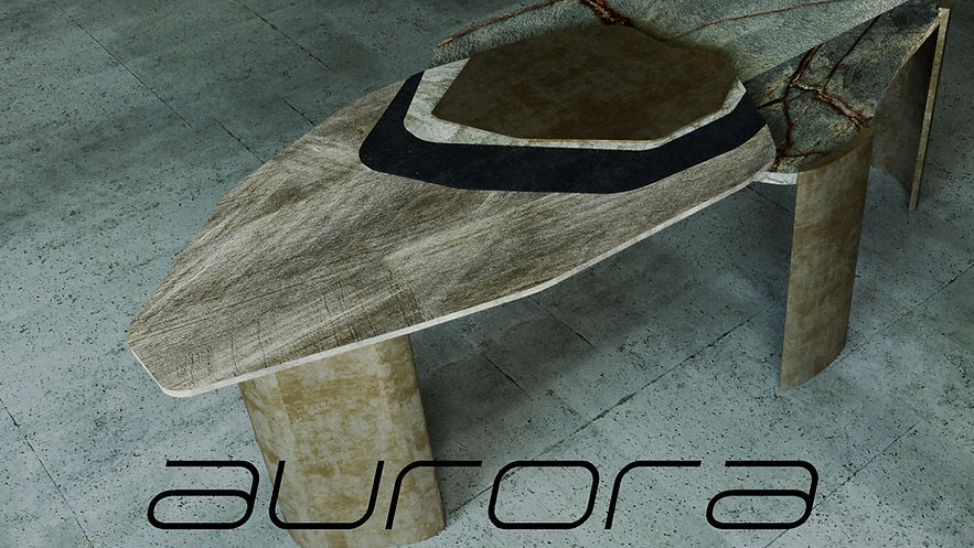 Combining carefully selected materials with different textures and forms in layers, the Aurora table creates a striking artistic image with its asymmetrical bronze legs. This table, which has separate luxurious details and craftsmanship on each layer, offers a magnificent harmony of three different marble, glass and metal materials.