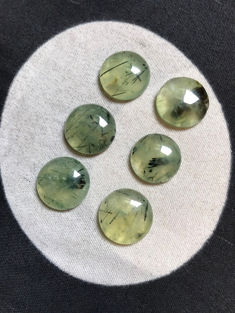 Miniature : Prehnite Round Cabochons 6 Piece Size 19-18 MM Approx
