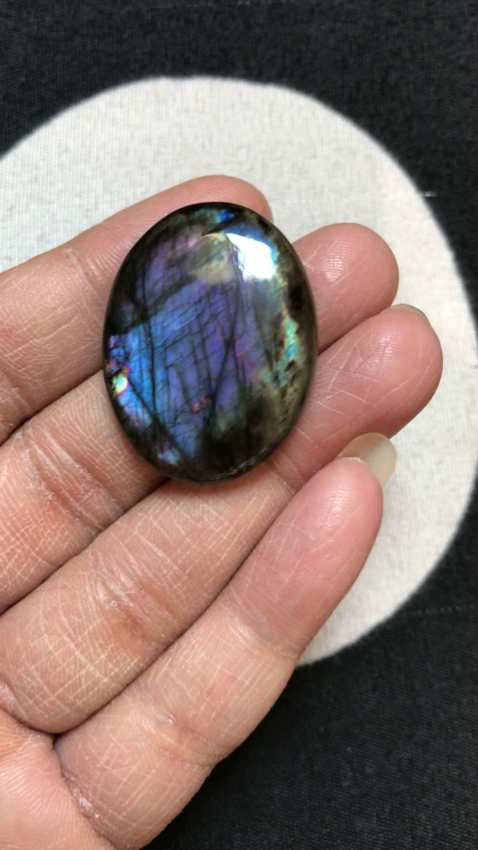 Miniature : Labradorite Cabochon 1 Piece Size 33 MM Approx