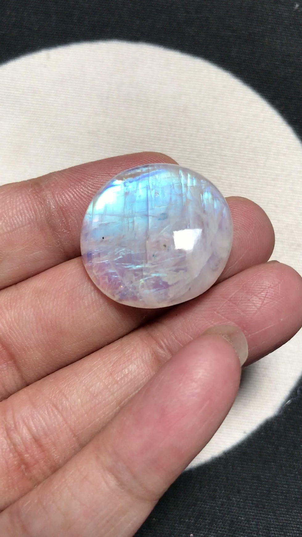 Miniature : Rainbow Moonstone Cabochon 1 Piece Size 23 MM Approx