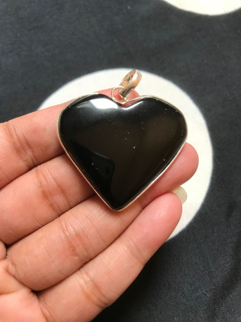 Black Obsidian Brass Pendant 1 Piece Size 40 MM Approx