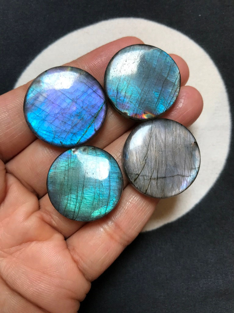 Labradorite Cabochons 4 Piece Size 27-24 MM Approx