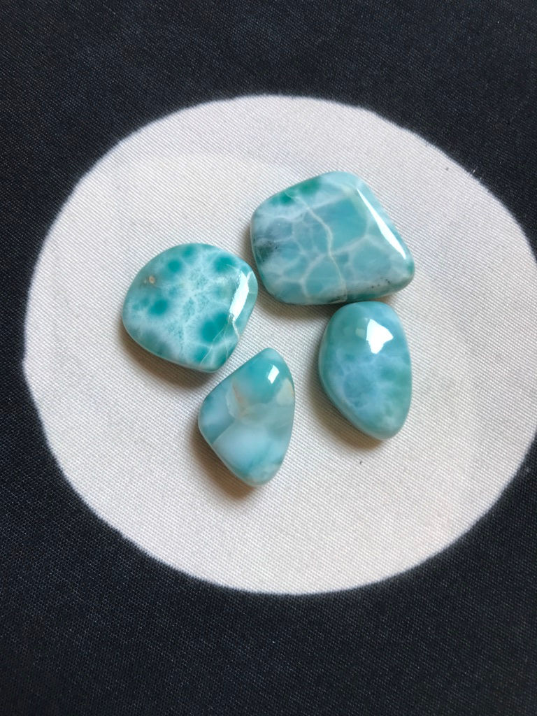 Miniatura: Natural Larimar Tumble 4 Piece Size 28-18 MM Approx