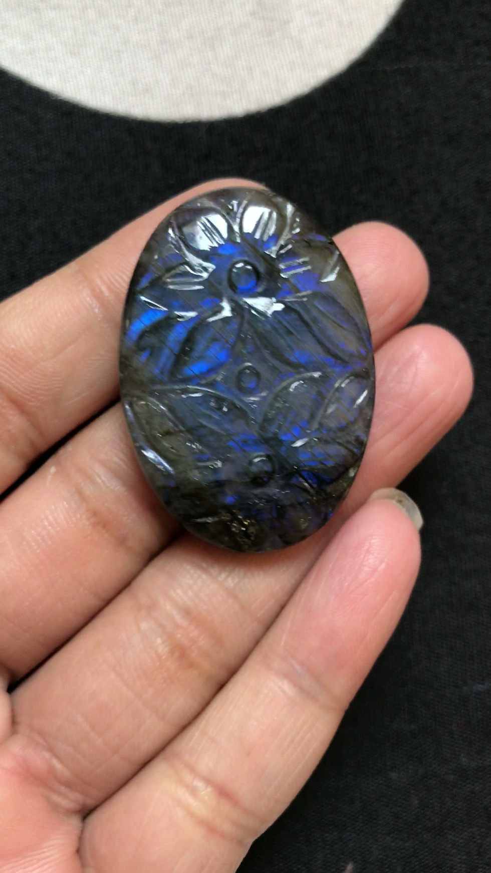 Миниатюра: Labradorite Carved Cabochon  1 Piece Size 41 MM Approx