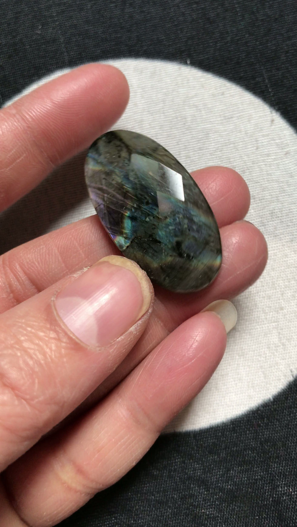 Thumbnail: Labradorite Faceted Cabochon 1 Piece Size 36 MM Approx