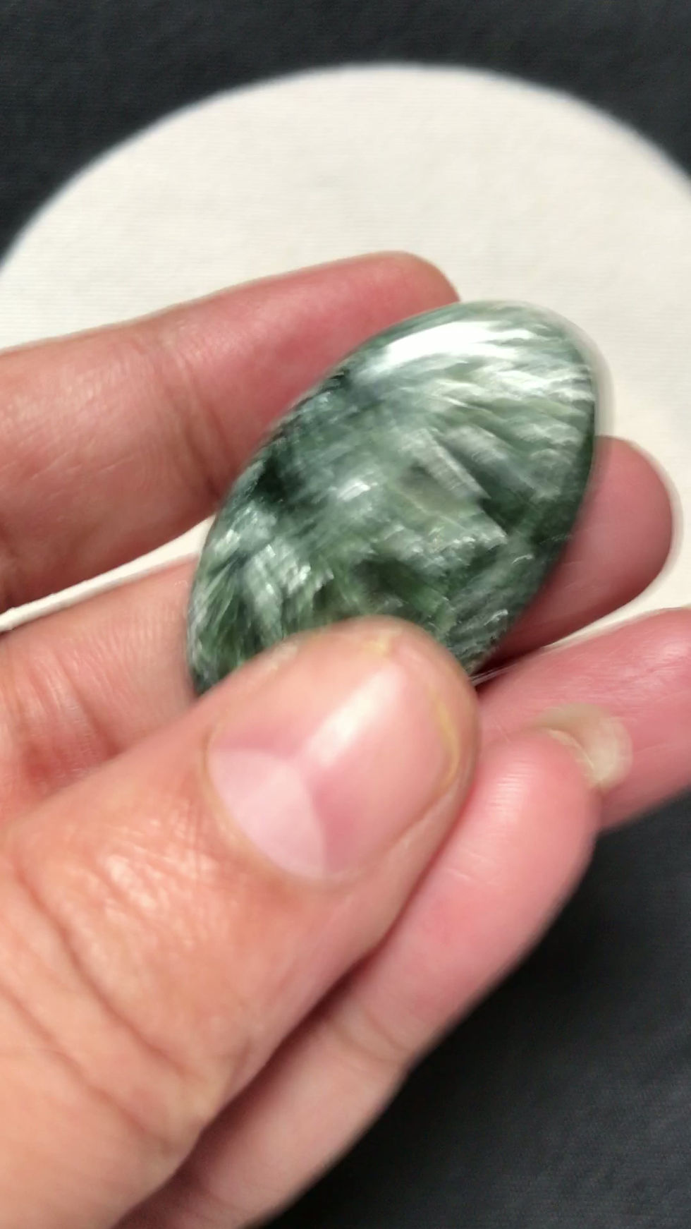 Thumbnail: Seraphinite Cabochon 1 Piece Size 36 MM Approx