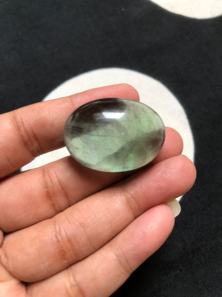 Thumbnail: Fluorite Cabochon 1 Piece Size 33 MM Approx