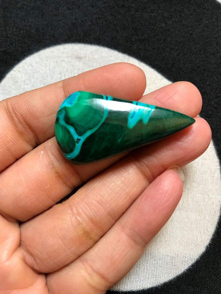 縮圖：Malachite With Chrysocolla Cabochon 1 Piece Size 40 MM Approx