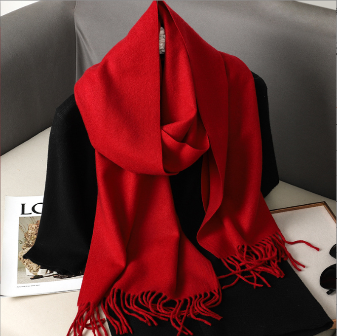 Miniatura: Color Solid Women Winter Scarf Warm Thicken Cashmere Shawl Outdoor Fashion