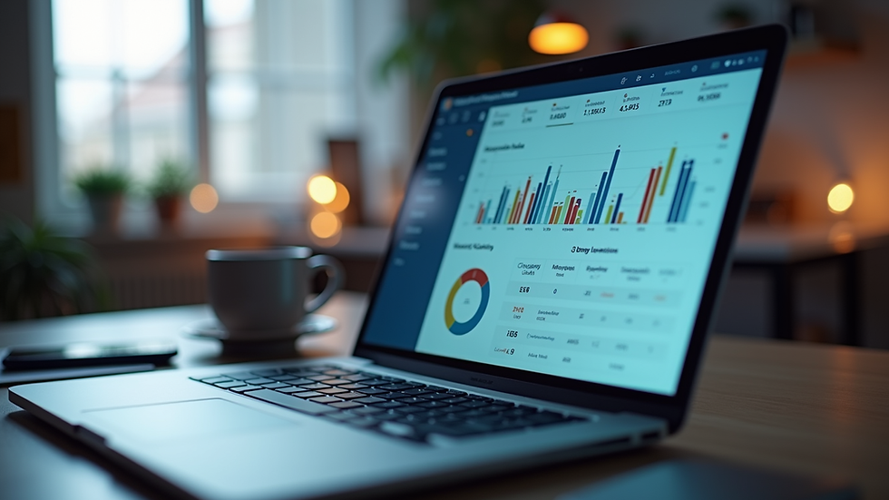 Close-up view of a laptop screen showing digital marketing analytics dashboard