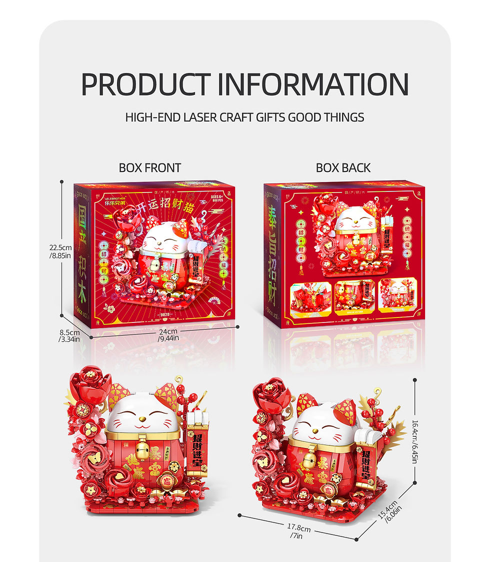 Thumbnail: 868PCS Lucky Cat Building Blocks New Year's Festival Decorative Bricks Model Wi