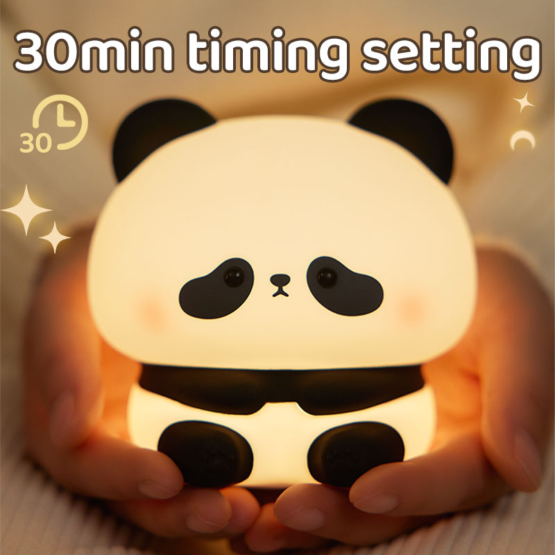 Thumbnail: Rechargeable Panda LED Night Light – Cute Silicone Touch Lamp