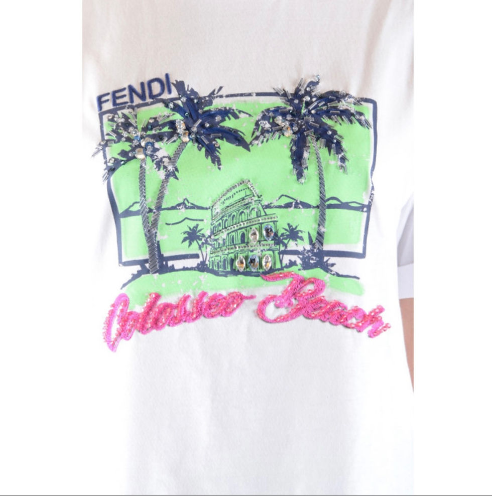 Thumbnail: Fendi White Sequin Palm Tree T-Shirt - Size M