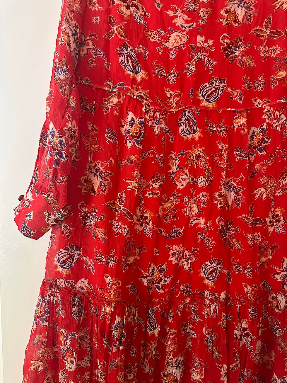Thumbnail: Rag & Bone Red Floral Sheer Dress - Size M, Brand New with No Tag