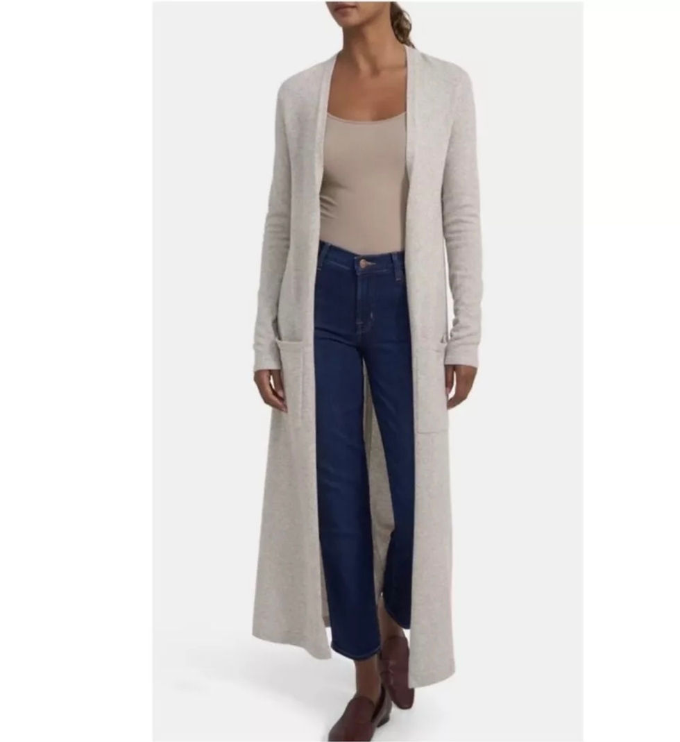 Thumbnail: Theory Beige Long Cardigan - Size S