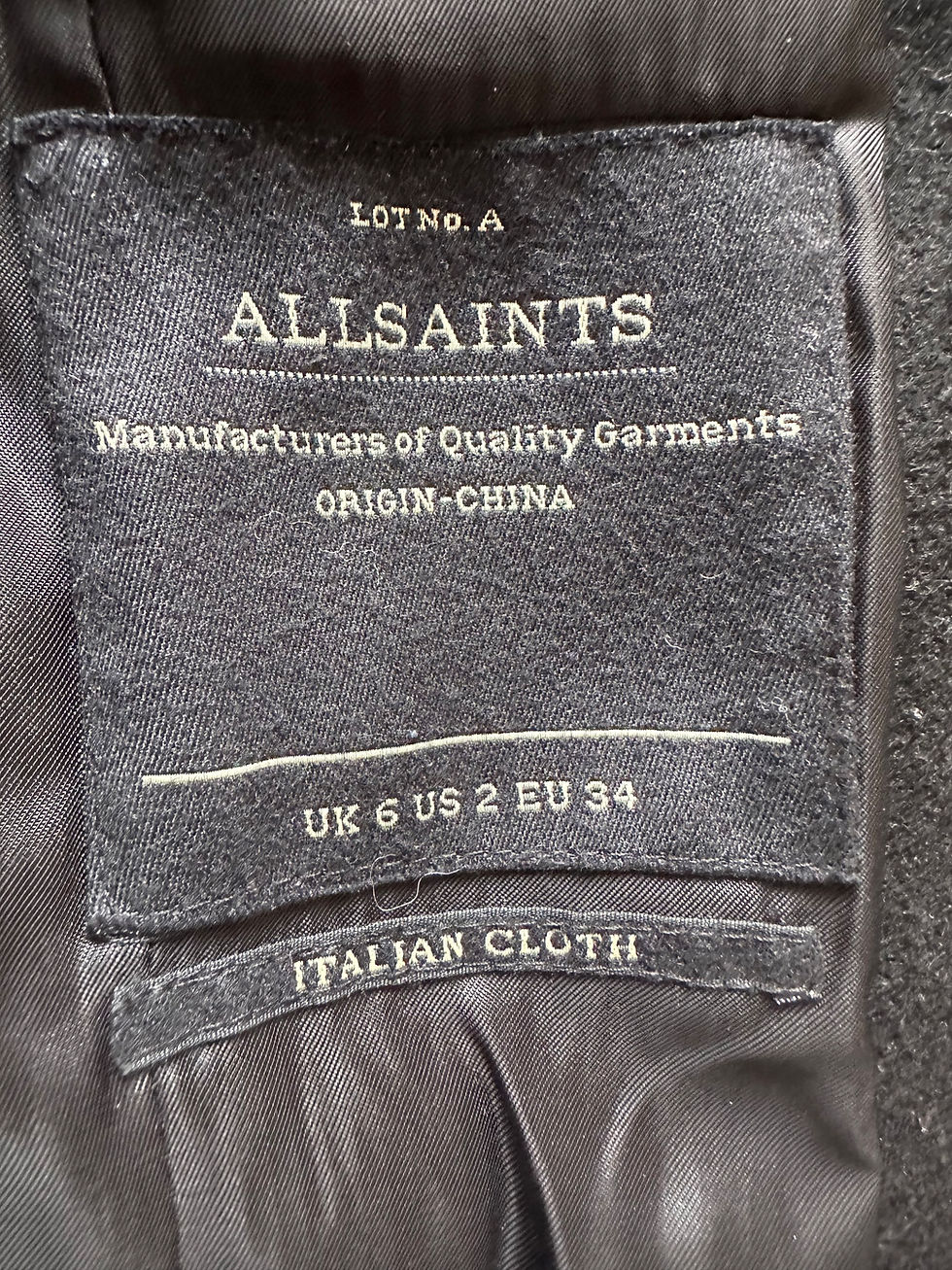 Thumbnail: AllSaints Italian Cloth Coat with Pony Hair Trim - Size UK 6/US 2