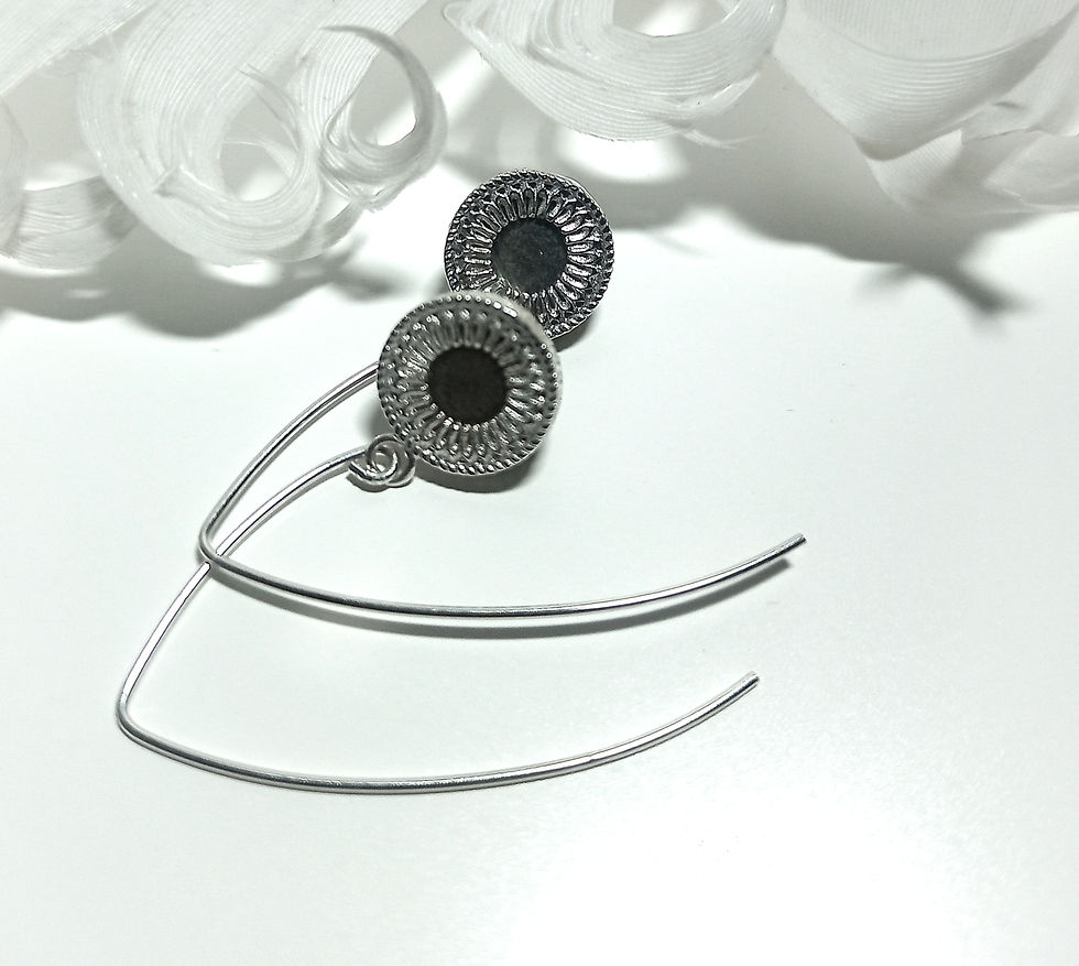 Thumbnail: Sterling Silver Rose Cut Labradorite Drop Earrings