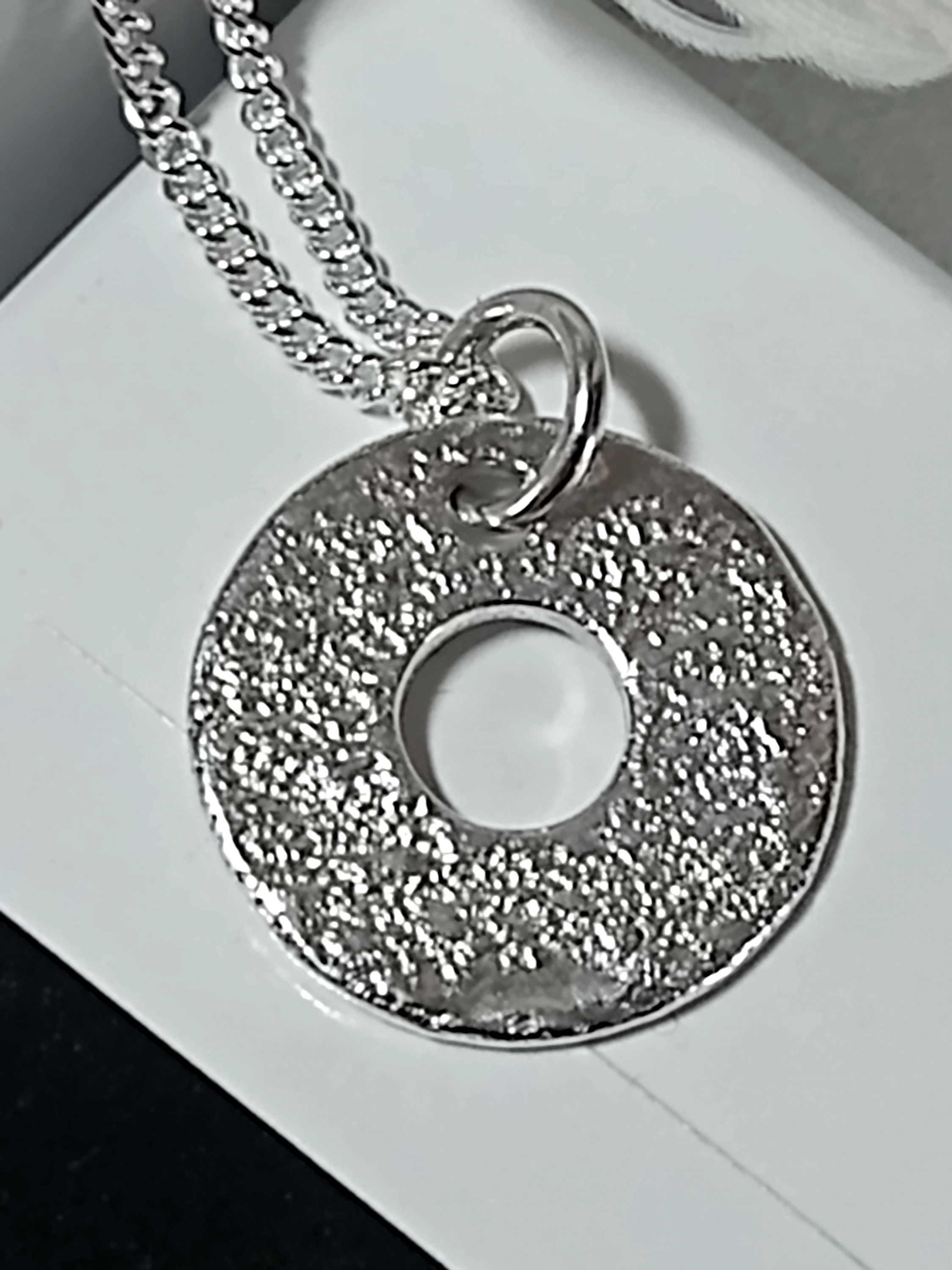 Sterling Silver Textured Washer Necklace
