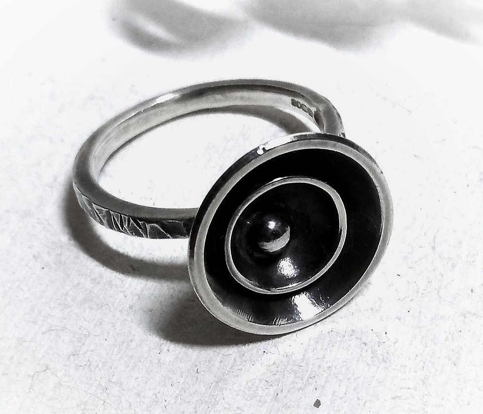 Thumbnail: Oxidised Sterling Silver Double Crater Ring