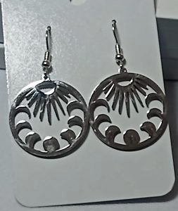 Thumbnail: Stainless Steel Moonphase Drop Earrings with Sterling Silver Earwires (A)