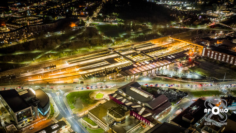 Sheffield Skyline at Night Aerial View