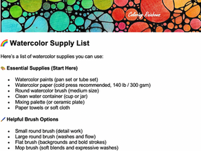 đ Watercolor Supply List