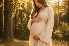 Babybauchshooting an einer Waldlichtung 