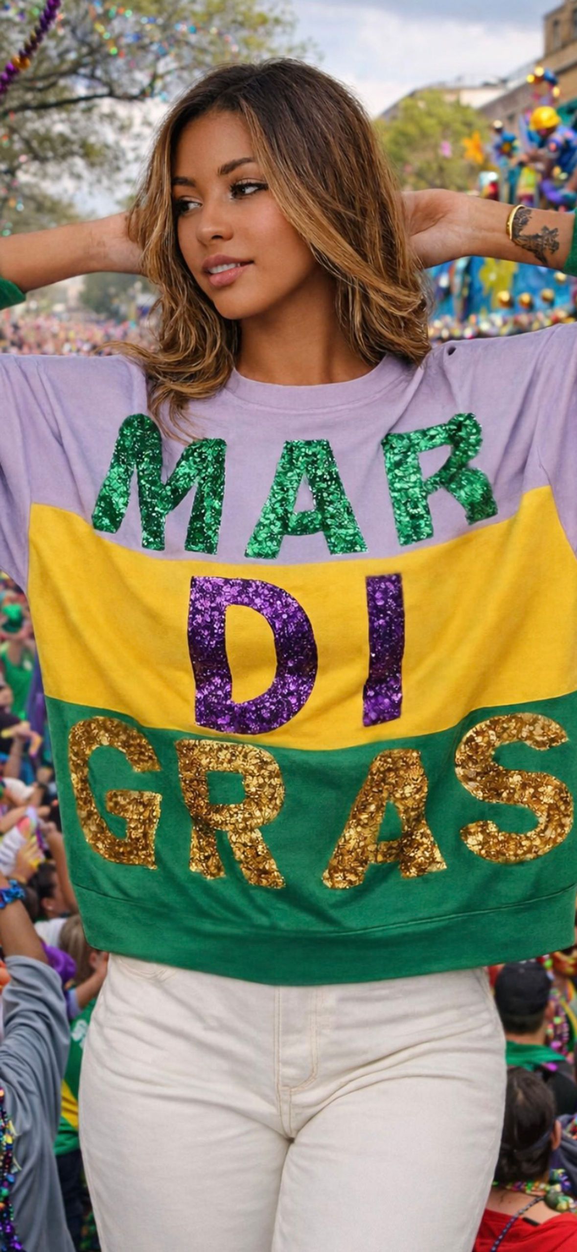 Mar Di Gras Color Block Sweater 