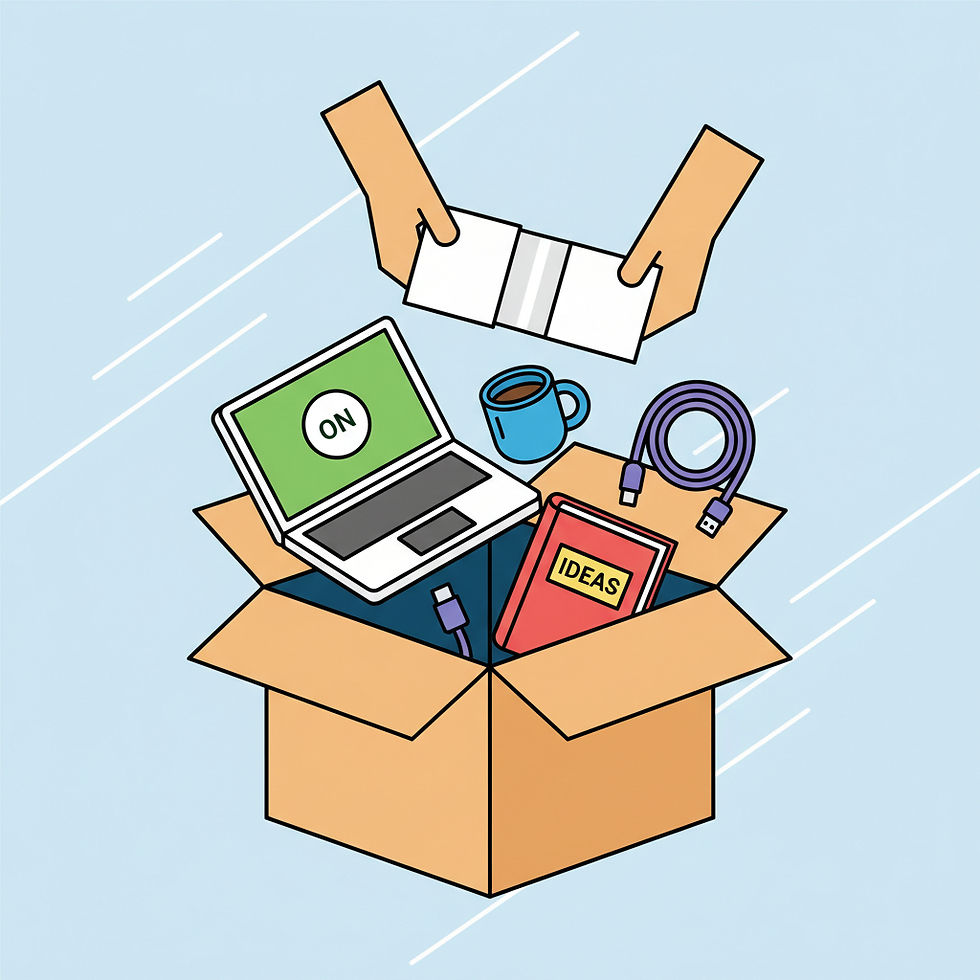 Create a vector image of a box being unpackaged.jpg