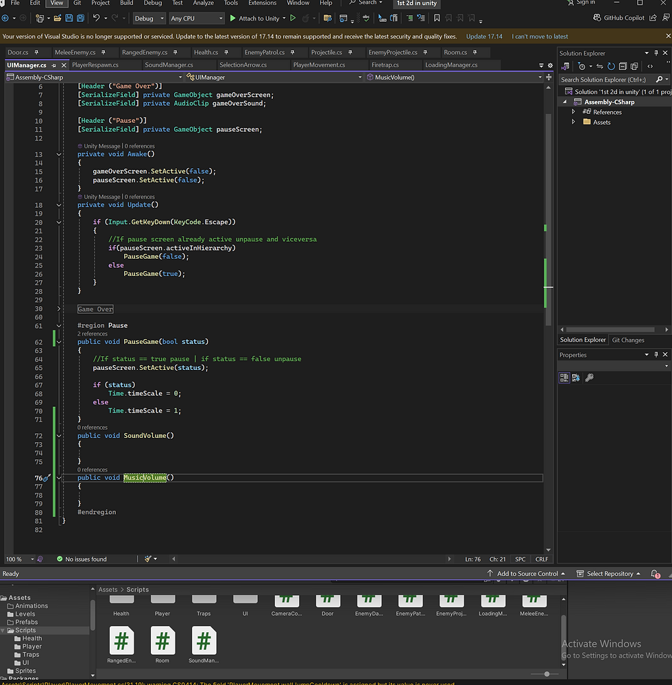 This is 3rd update to UI manager code during pause menu lesson