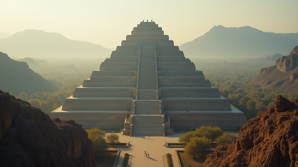 High angle view of ancient Chinese pyramid structure