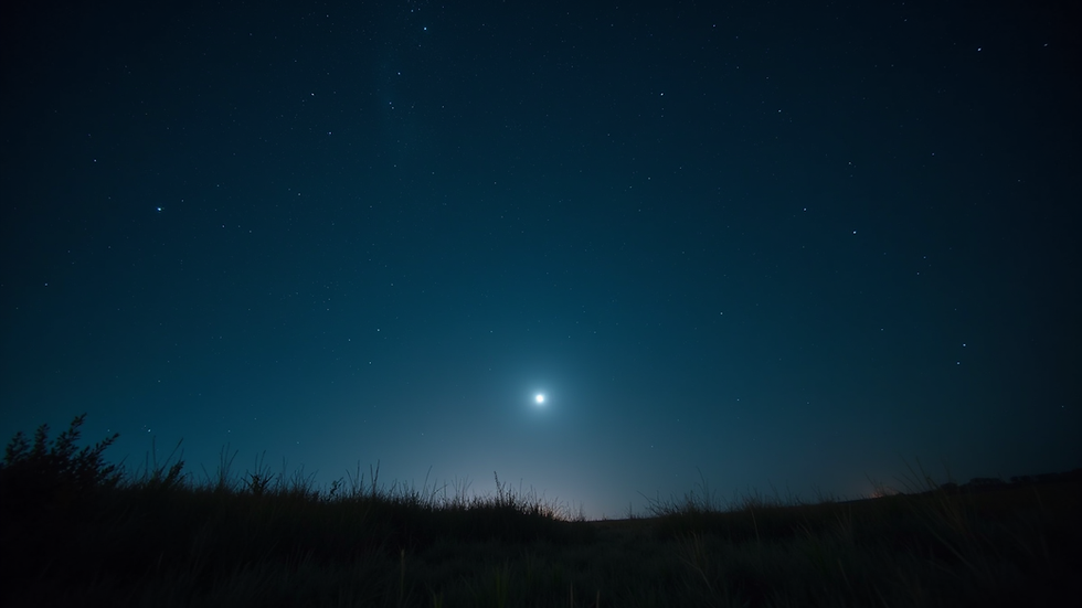 Eye-level view of a night sky filled with stars and a bright object