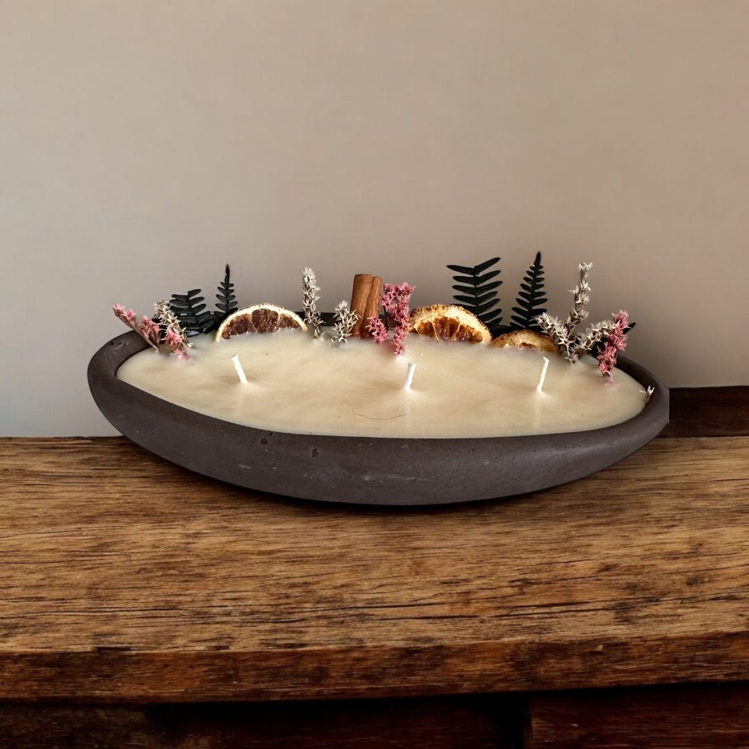 Doğal Süslemeli El Yapımı Dekoratif Mum