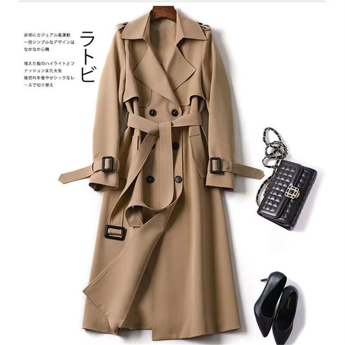 Women Fashion Trench New Coat Spring Autumn Korean Long Sleeve With Belt Jackets