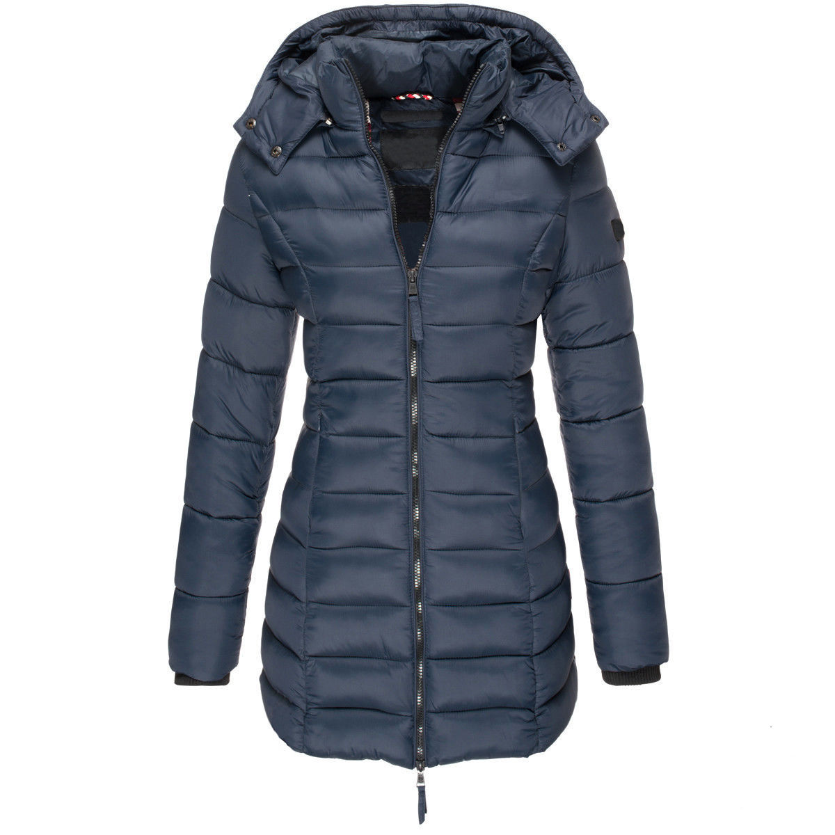 Winter Jackets for Women Zipper Hooded Cotton Padded Jackets Long Sleeve Warm Co