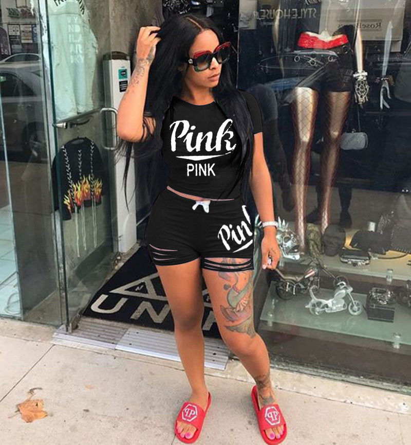 Thumbnail: 2026 Hot Selling European and American Women's Summer Pink Shorts Letter Print B