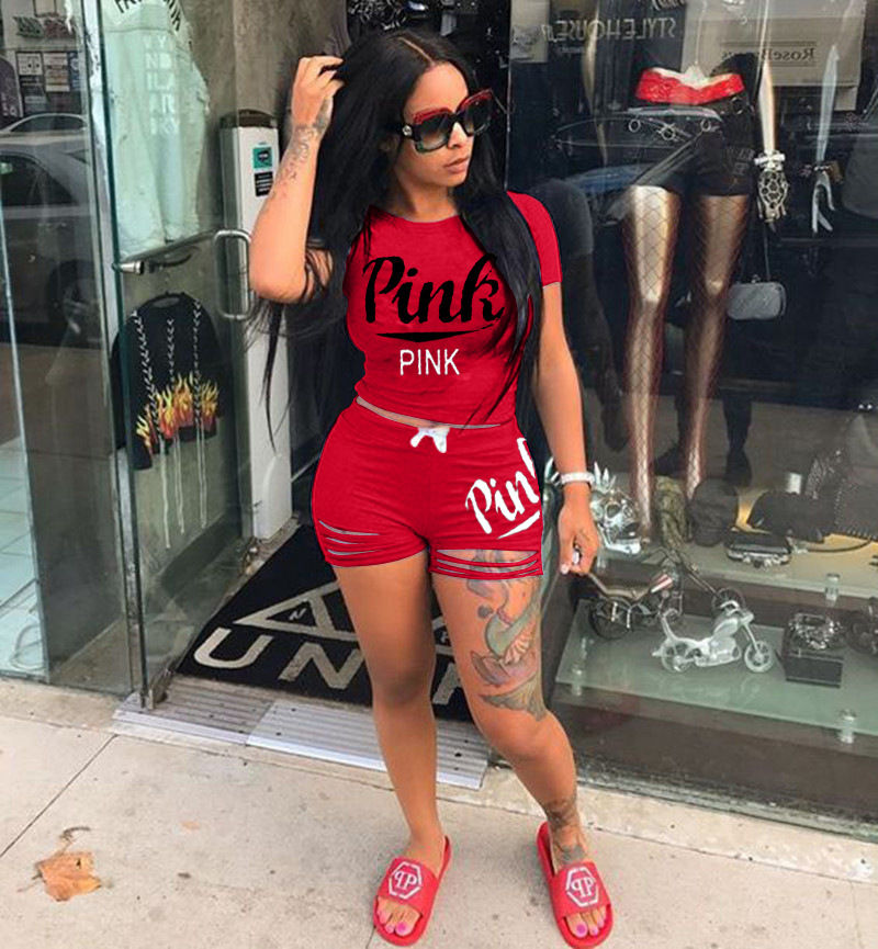 Thumbnail: 2026 Hot Selling European and American Women's Summer Pink Shorts Letter Print B