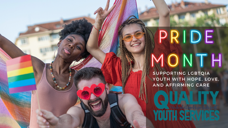 LGBTQIA people and allies celebrating Pride Month.
