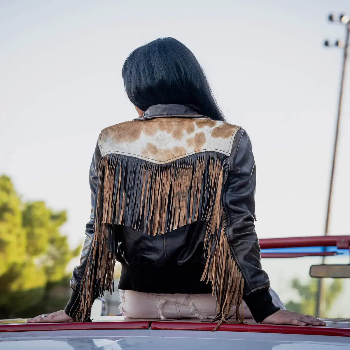 STS Ladies Lettie Leather Fringe Jacket