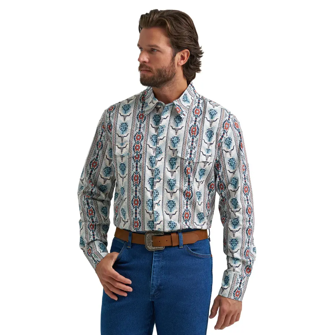 Wrangler Men's Grey Checotah Western Snap Shirt