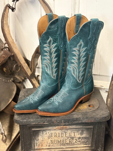 new look ニュールック DUBBELE TAS BISONYL グリーン BOULET 4907 Ladies Turquoise Snip Toe Cowboy Boot | The Cowboys Choice