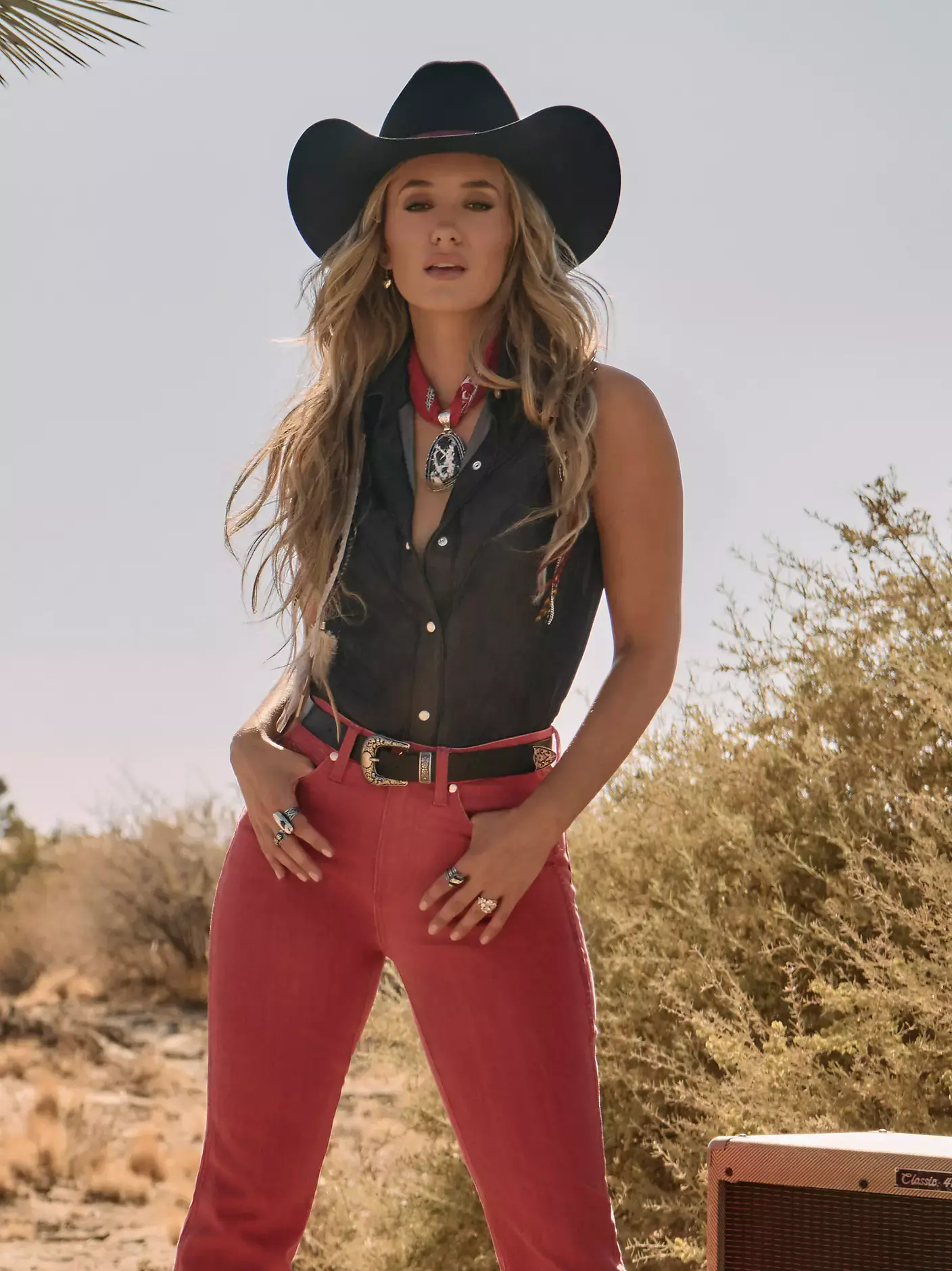 Wrangler X Lainey Wilson Ladies Black Denim Sleeveless Top