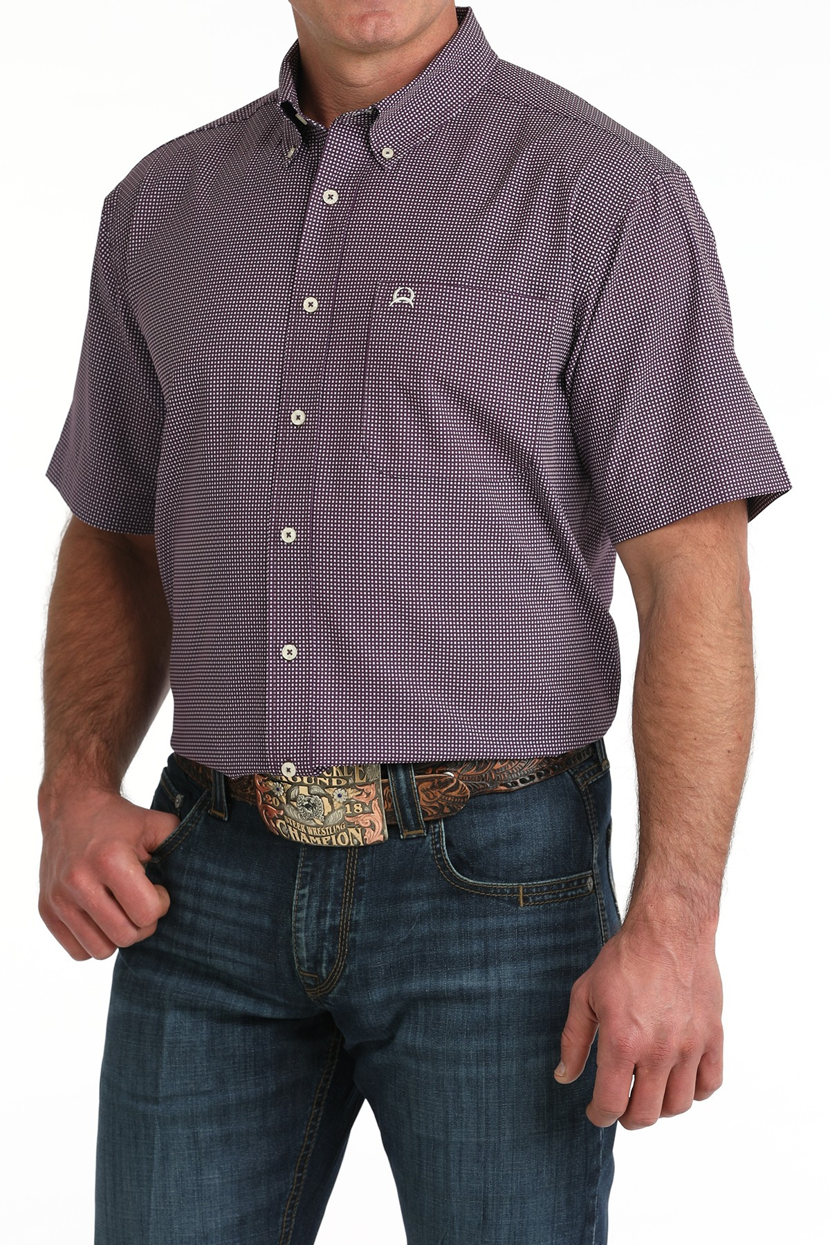 Cinch Men's Purple ArenaFlex Short Sleeve Shirt