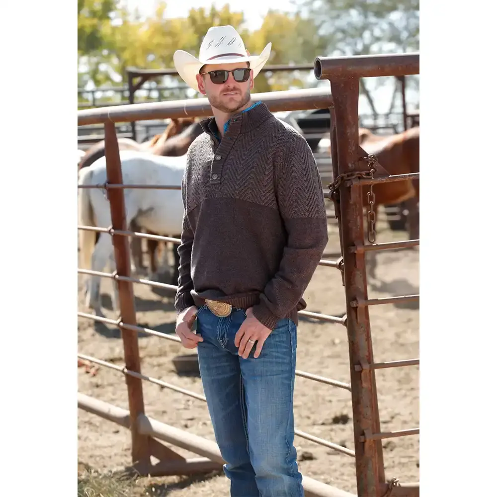 Cinch Men's Brown Knit Sweater