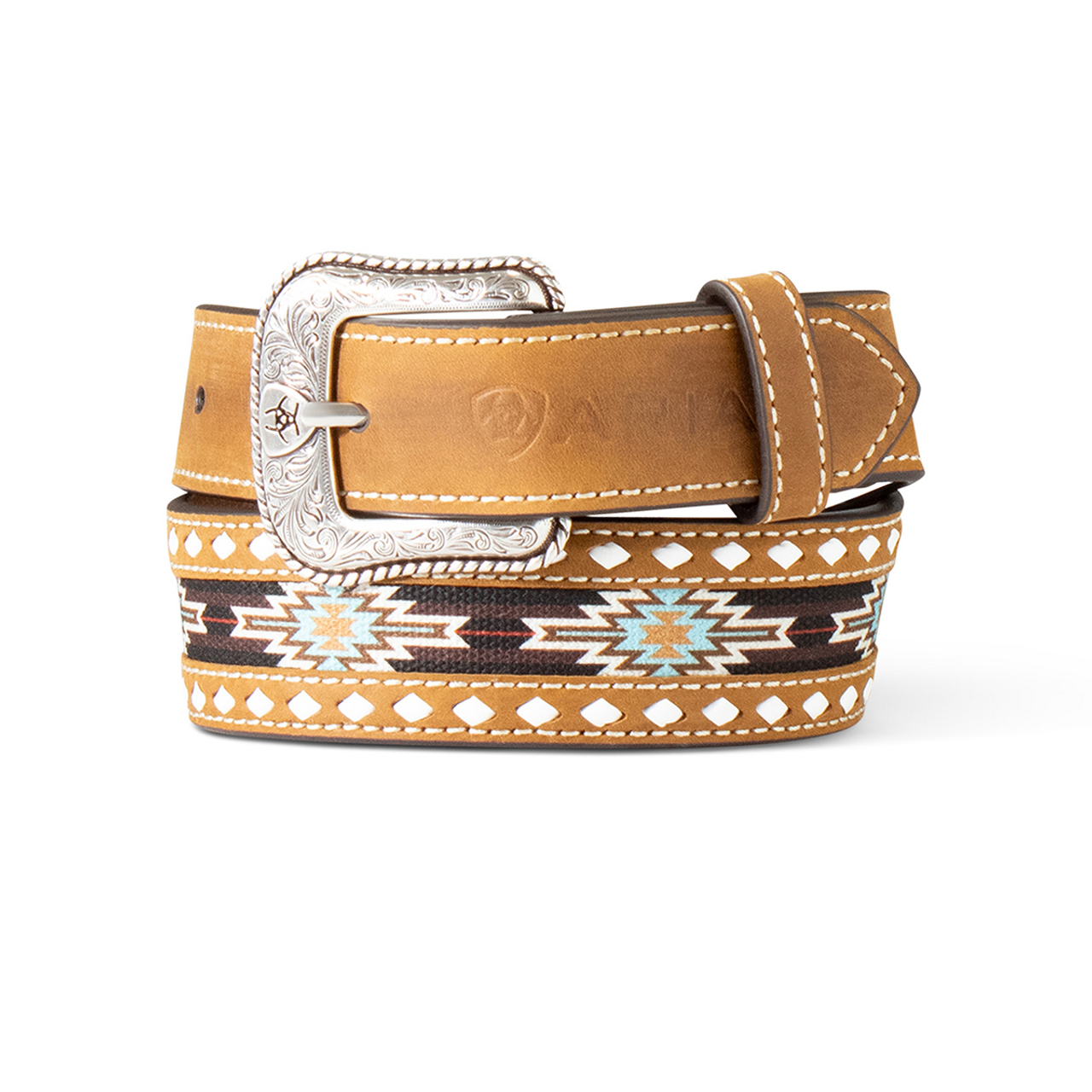 Ariat Boys Southwest Fabric Inlay Leather Belt