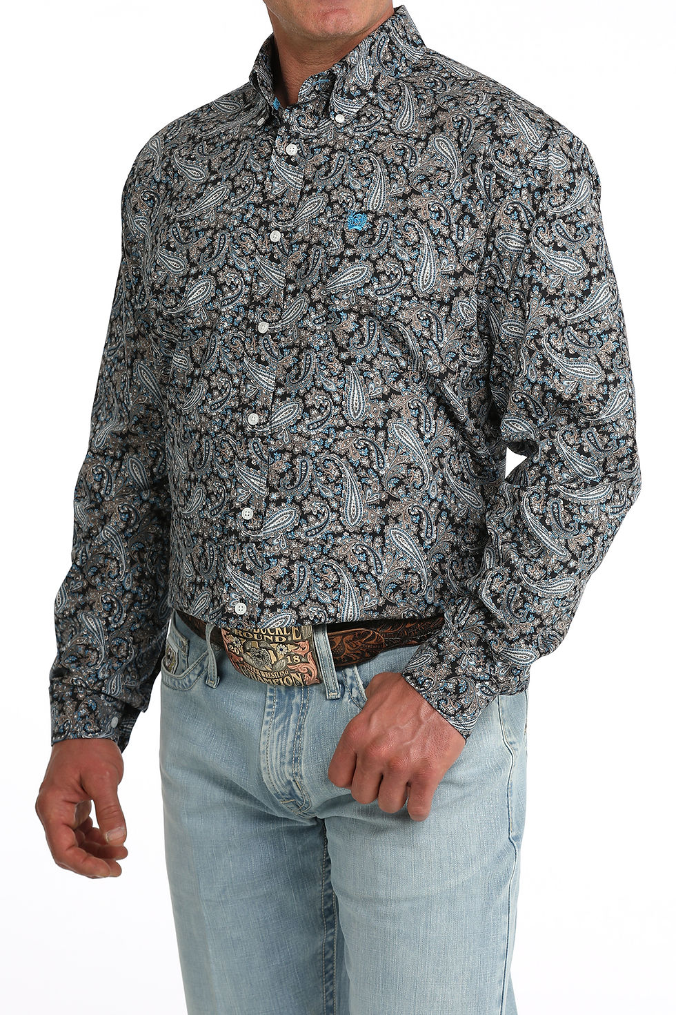 Thumbnail: Cinch Men's Black/Blue Paisley Button Down Western Shirt