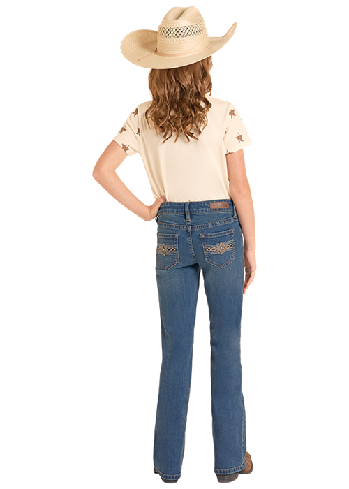 Rock & Roll Girls Pleather Embossed Bootcut Jean