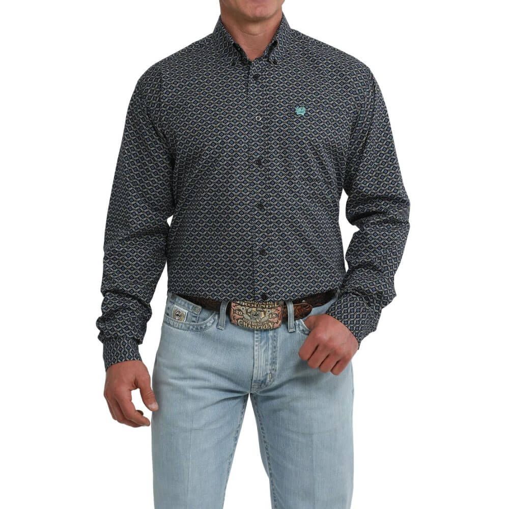 Cinch Black Print Button Down Western Shirt
