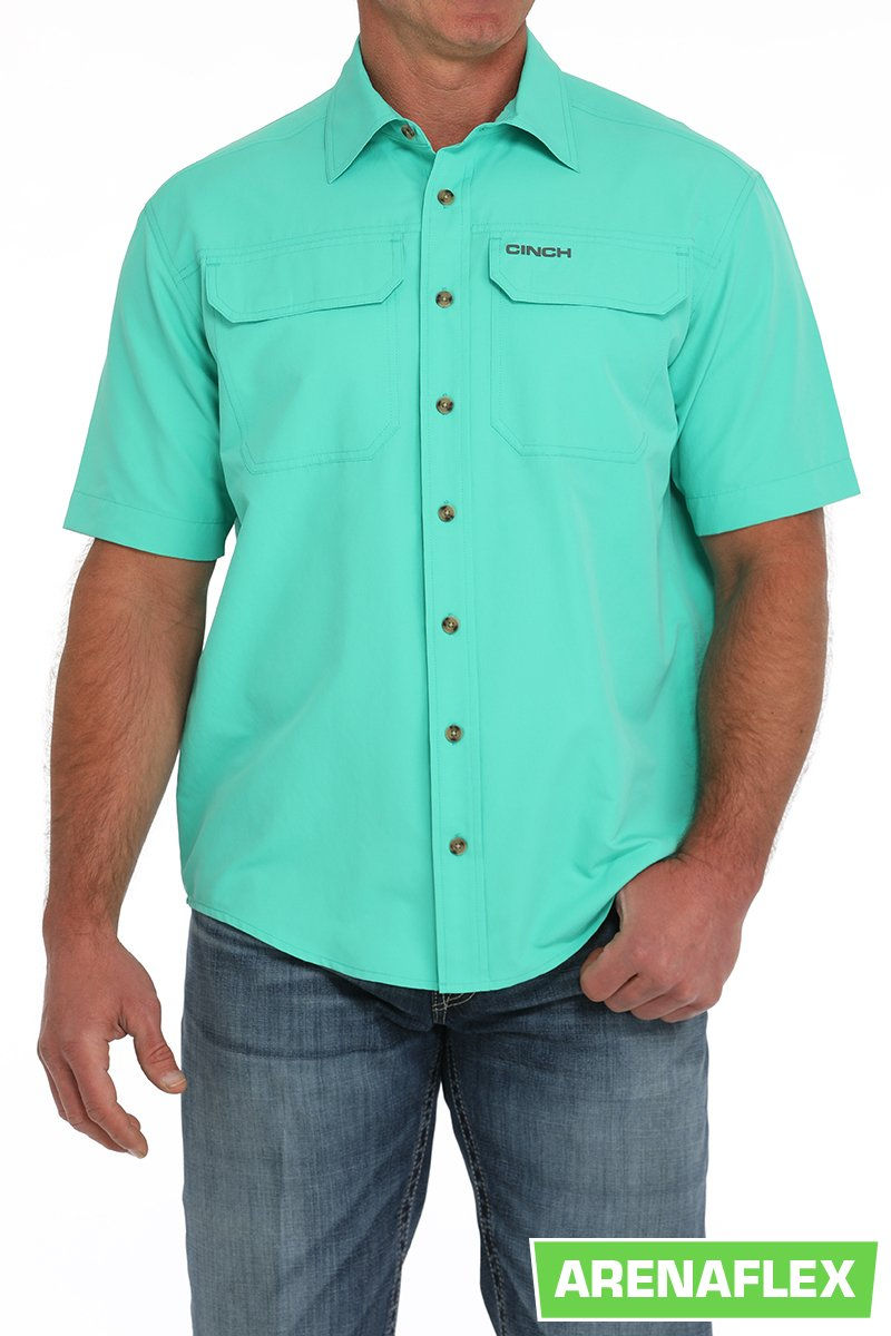 Cinch Men's Arenaflex Turquoise Button Down Short Sleeve